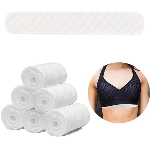 HXRH 6Pcs Breast Sweat Absorber 3 Layer Reusable & Washable Bra Liners Cotton Sweat Liner Under Bra Pad for Women