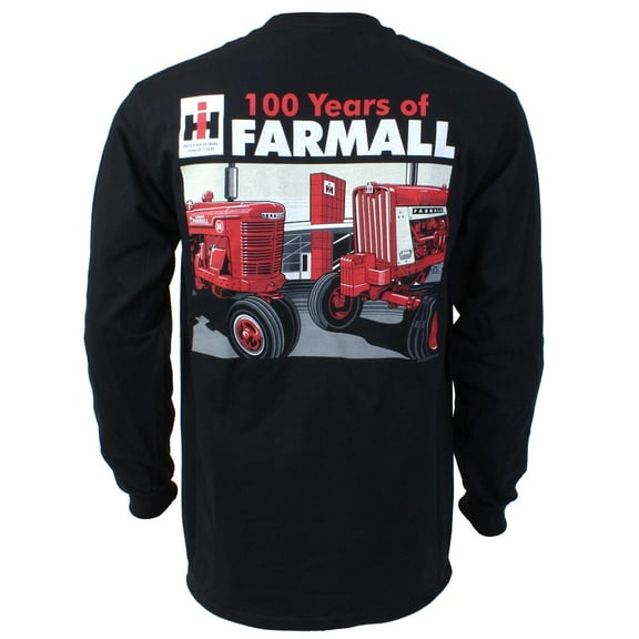 Adult Farmall 100 Years Black Long Sleeve T-Shirt IH EXC-399