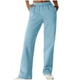 thumbnail image 3 of YODETEY Women’s Soft Fleece Straight-Leg Sweatpants with Pockets, Womens High Waisted Casual Pants,,Women's Plus Light Blue,Size L, 3 of 9