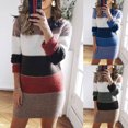 thumbnail image 6 of Savings Clearance 2025! asdoklhq Womens Plus Dress Clearance Women's Turtleneck Knitted Jumper Sweater Long Sleeve Elegant Casual Splicing Dress, 6 of 6