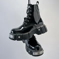thumbnail image 5 of Men's Black Platform Combat Boots - Gothic Ankle Booties with Lug Sole, Lace-Up & Side Zip, 5 of 13
