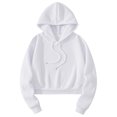 thumbnail image 2 of Dasayo Athletic Sweatshirt for Women Cropped Long Sleeve White Drawstring Lightweight Solid Hoodies Women Blouses L, 2 of 9