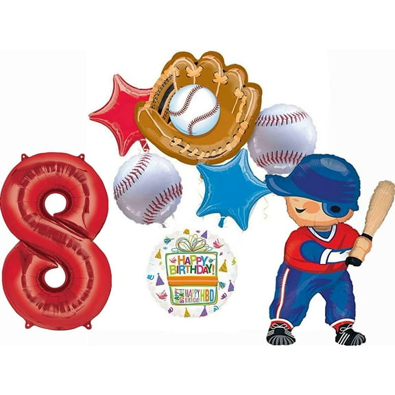 Baseball Player 8th Birthday Party Supplies Balloon Bouquet Decorations
