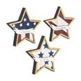 thumbnail image 2 of 3Pcs 4th of July Patriotic Wooden Stars Decor, Red White Blue Rustic Tiered Tray Tabletop Ornaments, Independence Day Memorial Day Farmhouse Home Office Shelf Decorations, 2 of 6