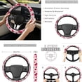 thumbnail image 3 of Jeiento Cute 13 Piece Car Seat Cover Set with Steering Wheel Cover Seatbelt Strap Pad Armrest Pad Cup Coasters Key Chain Pink Strawberry Automobile Interior Sets Fit for Van Truck SUV Sedan, 3 of 9