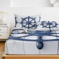 thumbnail image 6 of Full Size Fitted Sheet Set - Blue Coastal 3 Piece Bedding Sets 16" Deep Pocket Fitted Sheet with 2 Pillowcases Nautical Summer Beach Ocean Brushed Microfiber Hotel Luxury Bed Sheets, 6 of 9