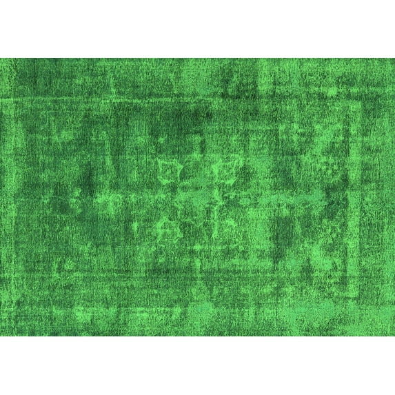 Ahgly Company Indoor Rectangle Oriental Green Industrial Area Rugs, 5' x 7'