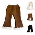 thumbnail image 4 of VERUGU Toddler Girls Solid Color with Fleece Flared Pants Thickened Warm Baby Girls Long Pants Black 9 Months, 4 of 4