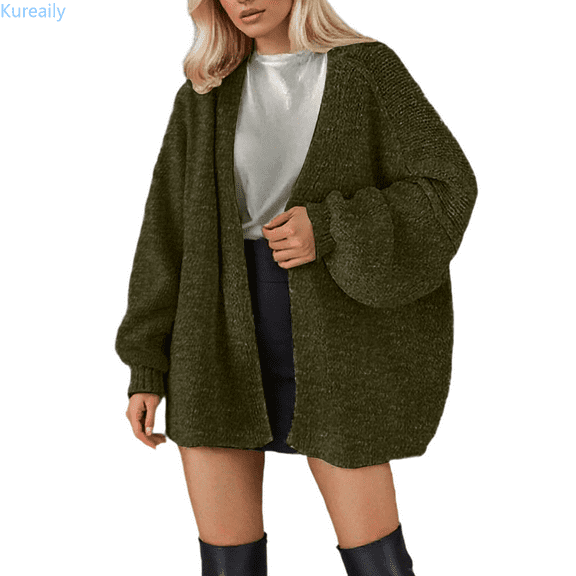 Kureaily Women's Oversized Cardigan Sweater Lightweight Knit Open Front Long Sleeve Knit Cozy Fall Winter Tops Casual Loose Fit Comfortable Soft Yarn Outerwear Loose Cardigan Coats