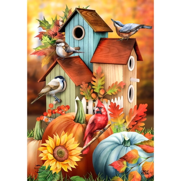 Briarwood Lane Fall Garden Flag 12x18 For Outdoor Fall Floral Birdhouses For Fall Garden Flag Flags For Outside