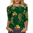 thumbnail image 2 of Ounisa Womens 3/4 Sleeve St. Patrick's Day T-Shirts Crew Neck Spring Graphic Tee Tops, 2 of 8