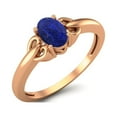 thumbnail image 2 of 925 Sterling Silver Rose Vermeil 6X4mm Oval Lapis Solitaire Women Mother's Day Gift Ring, 2 of 3