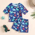 thumbnail image 2 of PINQI Baby Workout Short Pants Summer Toddler Boys Girls Cartoon Dinosaur Printed Two Piece Swimwear Swimsuit Bikini Set, 2 of 6