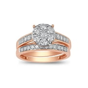 10k Pink Gold Forever Bride 1cttw Square Cluster Engagement Ring