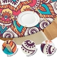 thumbnail image 4 of 44in Round Tablecloth with Elastic Edge, Waterproof Fitted Table Cover for 36-44" Tables, Floral Theme Polyester Reusable Table Cloths Wipe Clean for Picnic, Dining, Outdoor Use and Party Decor, 4 of 7