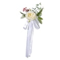 thumbnail image 1 of Silla de boda rústica con flores, decoración para el pasillo, respaldo de silla, decoración floral para blanco, 1 of 9
