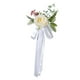 thumbnail image 1 of Silla de boda rústica con flores, decoración para pasillo de boda, banco creativo al aire libre con flores blanco, 1 of 9