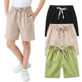 thumbnail image 2 of YunPes 3 Pack Toddler Boy Athletic Shorts Boys Soccer Shorts Basketball Short Pants Size 2‐12T Cotton Linen Beach Pants Pockets, 2 of 4