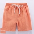 thumbnail image 2 of KPOPLK Toddler Boys Linen Shorts French Terry Boys Cotton Shorts with Drawstring Casual Elastic Waist Shorts Chino Shorts Size 4-5 Years,Orange, 2 of 7