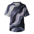 thumbnail image 2 of Domuza Scrub Shirts for Men Plus Size Short Sleeve V-Neck Medical Workwear Landscape Geometric Graphic Stretch Tshirts Comfort Soft Nurse Tops with Pockets Light Purple XXXXL, 2 of 5