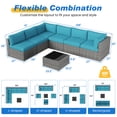 thumbnail image 2 of Superjoe 7-Piece Modular Patio Furniture Set, Wicker Outdoor Sectional Sofa with Cushions and Coffee Table,Conversation Sets for Porch Balcony Backyard Patio,Light Blue, 2 of 8