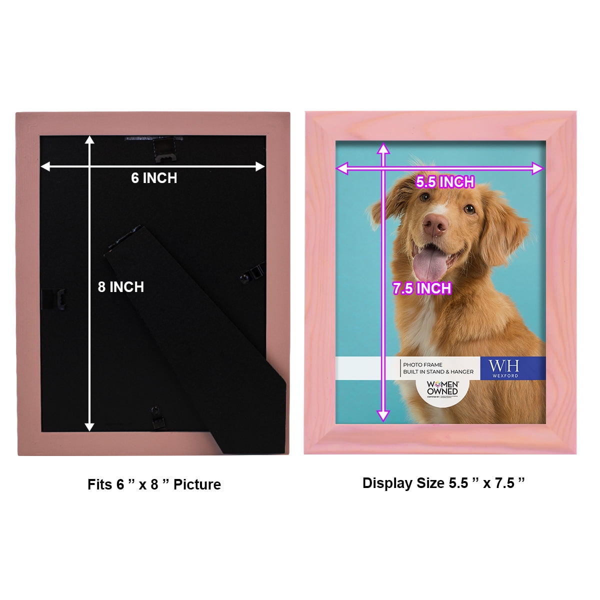 Woodgrain 6 in. x 8 in. Sunset Pink Picture Frame Set (Set of 4)