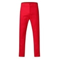 thumbnail image 3 of Pxiakgy jeans for men Men's Casual Solid Pant Trouser Skinny Pencil Pants Zipper Elastic Waist Straight Pants Fashion Casual Trousers Men Casual Pants Red + L, 3 of 8