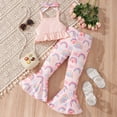 thumbnail image 6 of Fesfesfes Outfits For Toddler Girls Summer Children Girls Headband + Strip Sleeveless Vest + Striped Flared Trousers 3pcs Suit 6-7 Years, 6 of 9