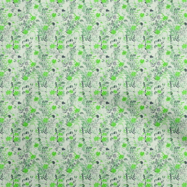 oneOone Georgette Viscose Light Green Fabric Florals Fabric For Sewing Printed Craft Fabric By The Yard 42 Inch Wide