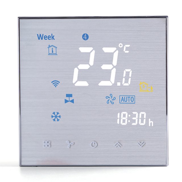 Amdohai Two Pipe Wifi Voice Intelligent Room Thermostat Digital Programmable Temperature Controller for Air Conditioner (BAC-3000ALW, Silver)