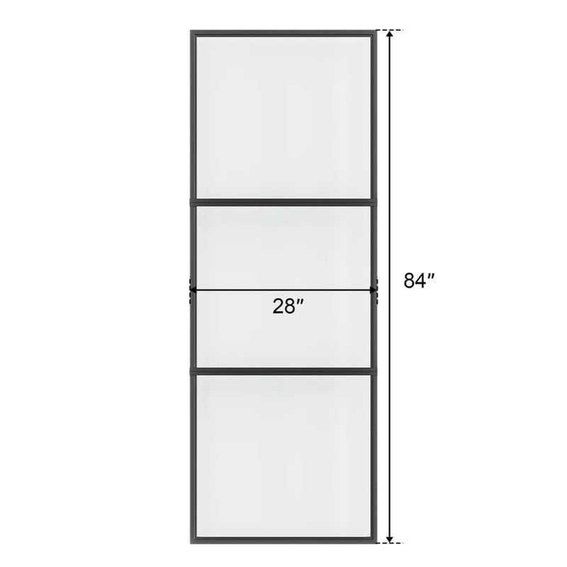 Easy4Home 28"x84" Frosted Glass Sliding Barn Door with Track and Hardware Kit