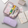 thumbnail image 6 of Matoen Large Capacity Pencil Case Big Pencil Bag Pouch Double-layer Pen Case Holder for Stationery Organizer Office Desk Storage Makeup Bag, Purple, 6 of 9