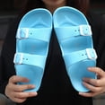 thumbnail image 4 of Men's Women's EVA Flat Sandals Adjustable Double Buckle Rubber Slide Sandals, 4 of 14