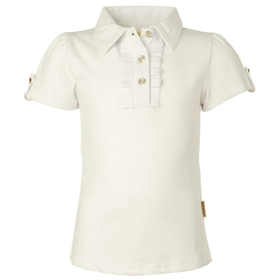 Ipuang Little Girl Short Sleeve Cotton Ruffle Polo Shirt Top 5 White