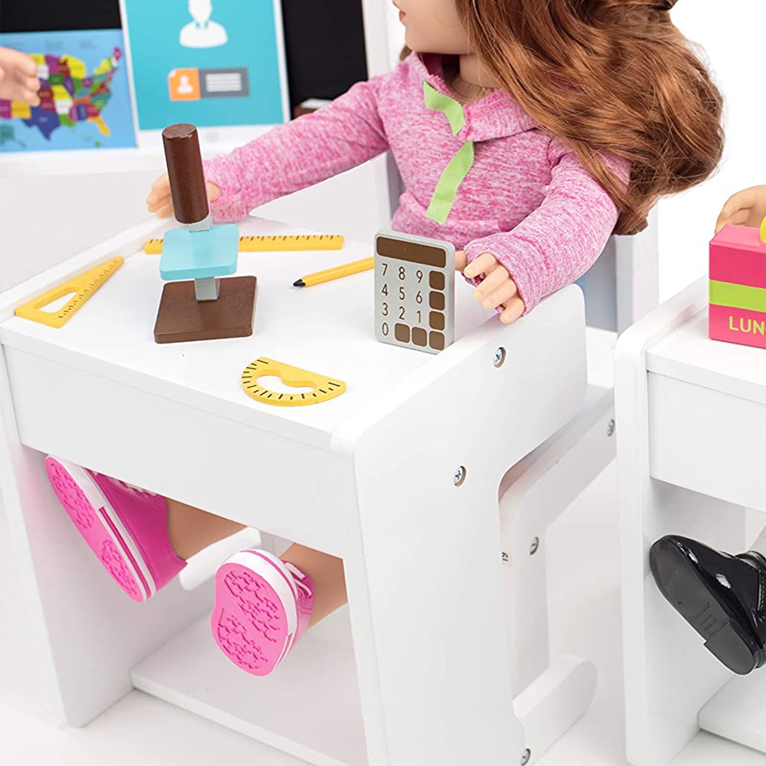 Playtime by Eimmie Classroom Playset w/ Desk & Chair for 18 Inch