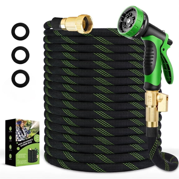 50FT Non-Expanding Garden Hose, Lightweight, Flexible Ultra-Light Water Hose, Burst-Resistant, Lead-Free, Anti-Kink, High-Pressure