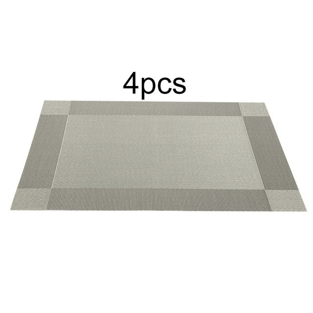 Mantel Individual de PVC para mesa de comedor, posavasos, mantel, 4 Uds. (gris)