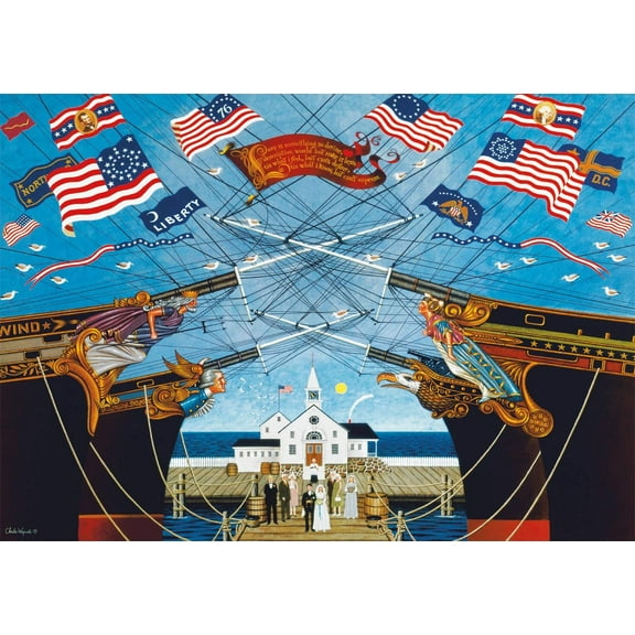 500 Piece Jigsaw Puzzle - Charles Wysocki - Dockside Marriage - 500 Piece Jigsaw Puzzle