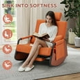 thumbnail image 5 of AECOJOY Rocking Chair with Pull-out Footrest for Nursery, Glider Recliner 3-Position Adjustable Backrest with Side Pocket , Orange, 5 of 7