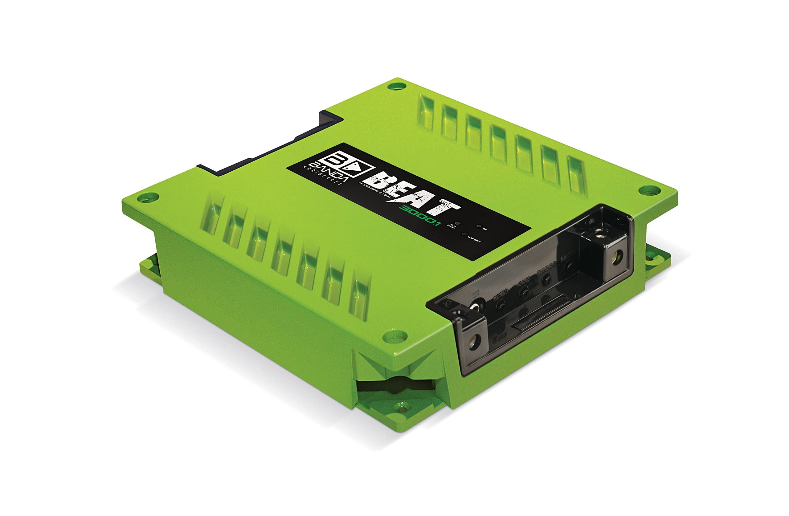 High Power Vehicle Audio Mono Bass Amplifier w/Subsonic Filter and Low Pass Filter Stable at 1 ohm GREEN