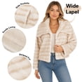 thumbnail image 3 of Amazhiyu Women's Faux Fur Jacket Striped Plush Coat Lapel Collar Warm Fuzzy Cropped Outerwear for Fall Winter Daily Wear, 3 of 8