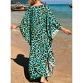 thumbnail image 2 of Cuteduck Women's Dress Summer Long Sleeve V-Neck Loose Flowing Print Bohemian Maxi Dress Free Size, 2 of 8