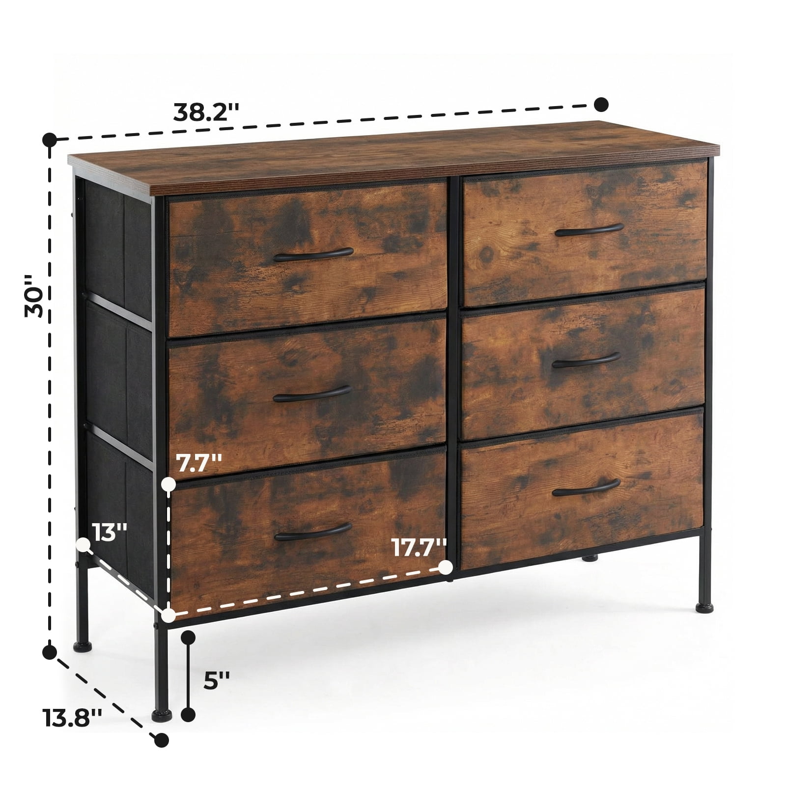 Alvantor Tall Dresser Fabric Storage Tower ,Wooden Top for Kid Room, Closet, Entryway, Nursery