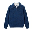 thumbnail image 4 of DHFJKG Mens Knitted Jacquard Sweaters 2 In 1 Top Turndown Collar Long Sleeve Loose Fit Textured-Knit Pullover Fall Winter Retro Versatile Jumper Tops, 4 of 5