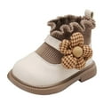 thumbnail image 2 of Fozruso Girls' Style Kids Flat Boots With Soft Soles And Warm For Little Girls Lightweight Everyday Dress Shoes Cute Floral Details,Lace Up Combat Boots Sizes 6.5 Toddler(12-18 Months), 2 of 6