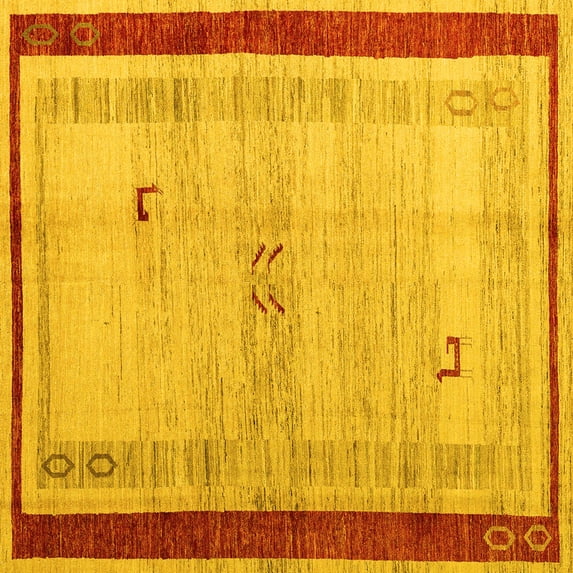Ahgly Company Indoor Square Abstract Yellow Modern Area Rugs, 8' Square