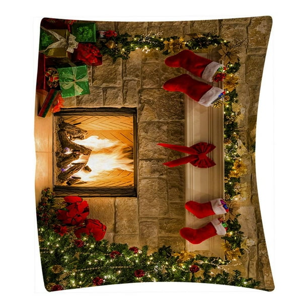Kearding Fondo de decoración de fiesta de Navidad para sesión fotográfica, regalo de chimenea, retrato de familia de bebé, Fondo de fotografía, Kits de decoración para fiestas 150X130 Kearding HA000483-02B