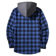 thumbnail image 5 of Button Down Plaid Jacket for Men,Long Sleeve Open Front Hooded Shacket Coat,with Drawstring and Check Pocket,Trendy Casual Outfits, 5 of 6
