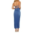 thumbnail image 6 of Women Bandeau Dress, Strapless Plain Color Backless Straps Tie Dress, 6 of 7