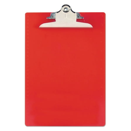 2Pc Saunders Recycled Plastic Clipboard with Ruler Edge 1" Clip Capacity, Holds 8.5 x 11 Sheets, Red